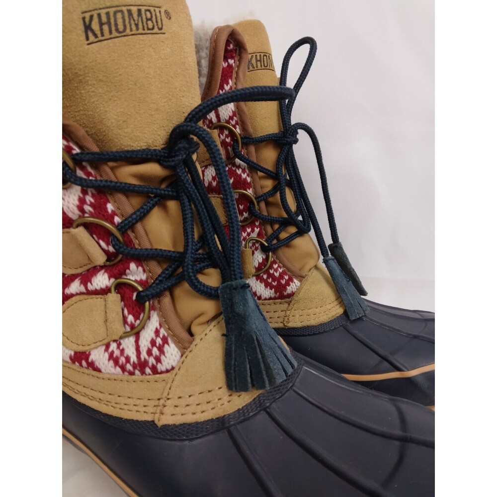 KHOMBU MAYA Suede Lace Up Faux Fur Lined Winter Duck Boots Brown Womens Size 8 M - Picture 4 of 12